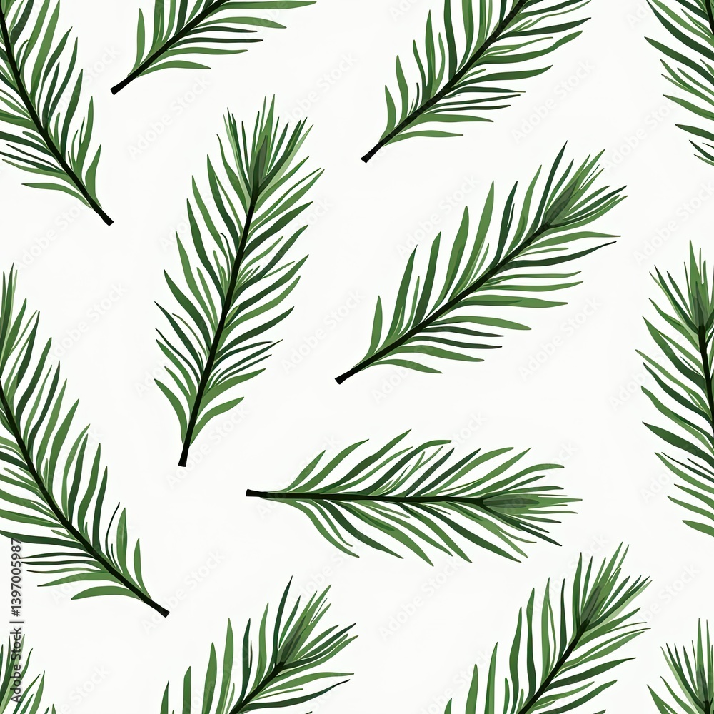 Nature-Inspired Pine Branch Pattern: Seamless, Green Branches, White Background, Simple, Repeating, Flat Illustration, Vector Art Design.
Nature-Inspired Pine Branch Pattern: Seamless, Green Branches, White Background, Simple, Repeating, Flat Illustration, Vector Art Design.