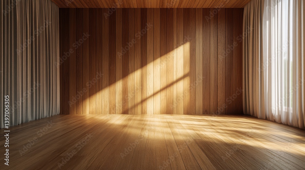 The interior design of empty living room and wood wall texture / 3d rendering new scene. illustration The interior design of empty living room and wood wall texture / 3d rendering new scene. illustration