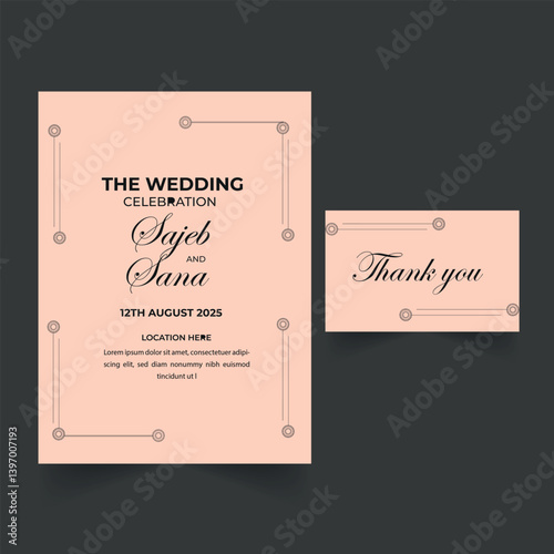 Wedding invitation card design template.