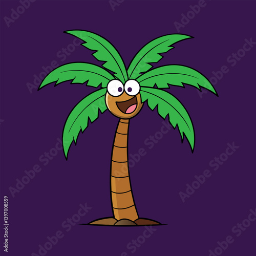 Coconut tree vector art illustration on a background