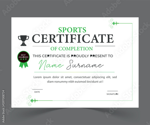 Sports certificate design template.