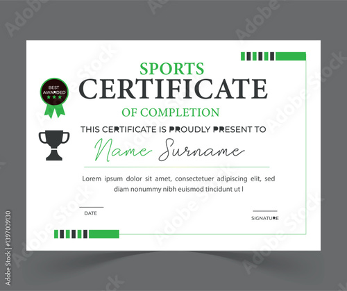 Sports certificate design template.