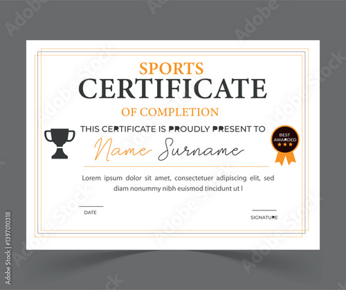 Sports certificate design template.