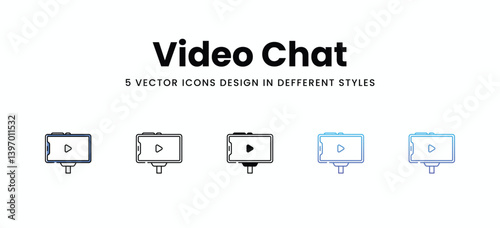 Video Chat vector icons set stock illustration