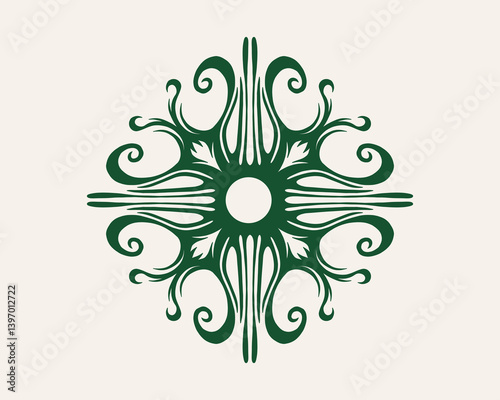 Abstract symmetrical shape cyber sigilism ornament symbol clip art ornate streetwear clothing element design illustration vector ink tattoo sticker