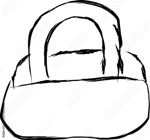 duffle bag icon in doodle style