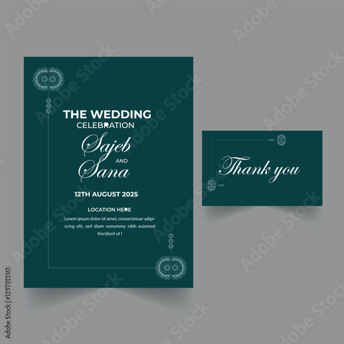 Wedding invitation card design template.