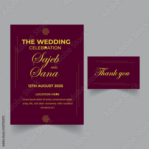 Wedding invitation card design template.