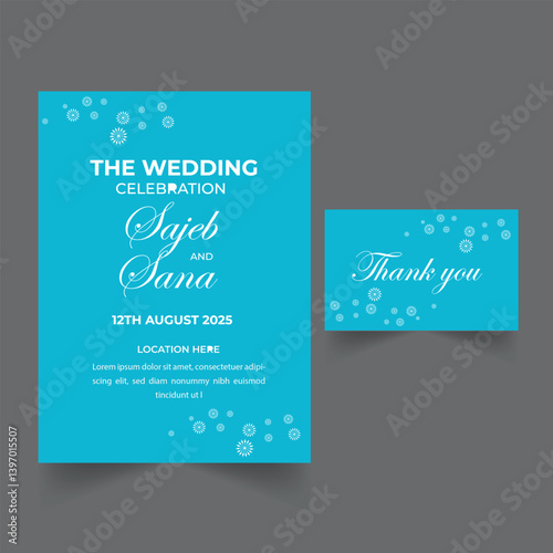 Wedding invitation card design template.