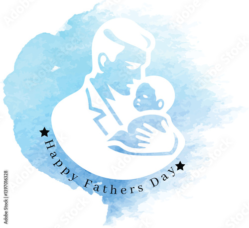 Happy Fathers day line drawing vector illustration