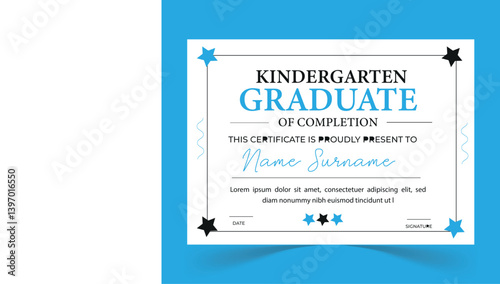 kindergarten kids award certificate design template.