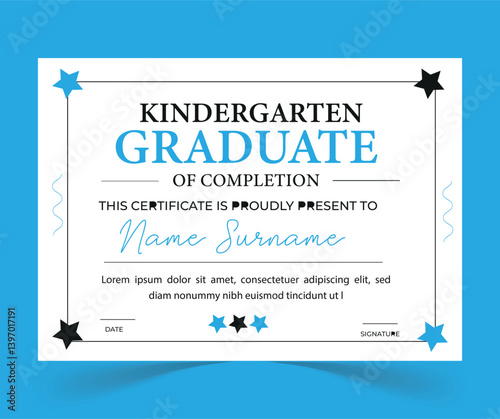 kindergarten kids award certificate design template.
