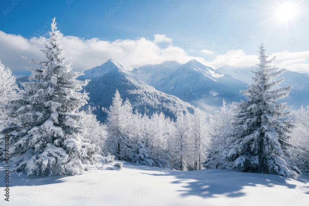 Snowy Mountain Peaks in Winter Wonderland Snowy Mountain Peaks in Winter Wonderland