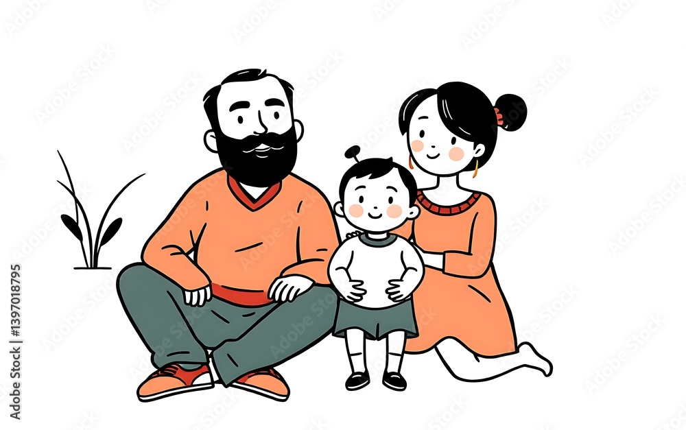 笑顔の家族イラスト 笑顔の家族イラスト