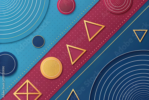 Obraz na płótnie Modern abstract background in light blue and yellow orange, futuristic background, geometric background w salonie