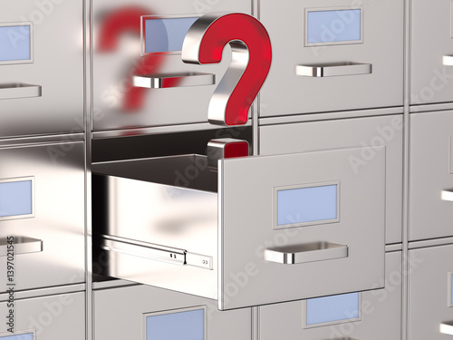 Filing cabinet with open dr...