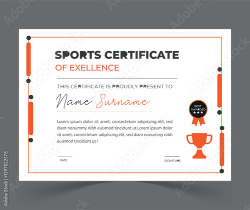 sports certificate design.