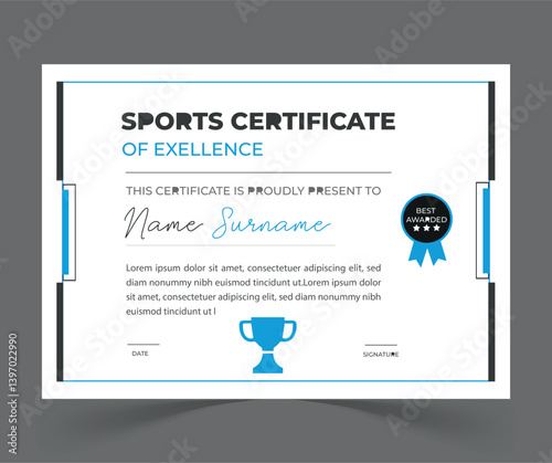 sports certificate design.