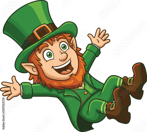 Cartoon leprechaun vector art illustration st patrick's day irish character design lucky charm graphics happy