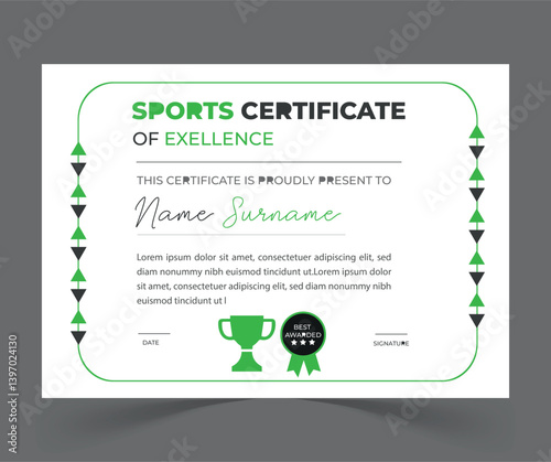 Sports certificate design template.