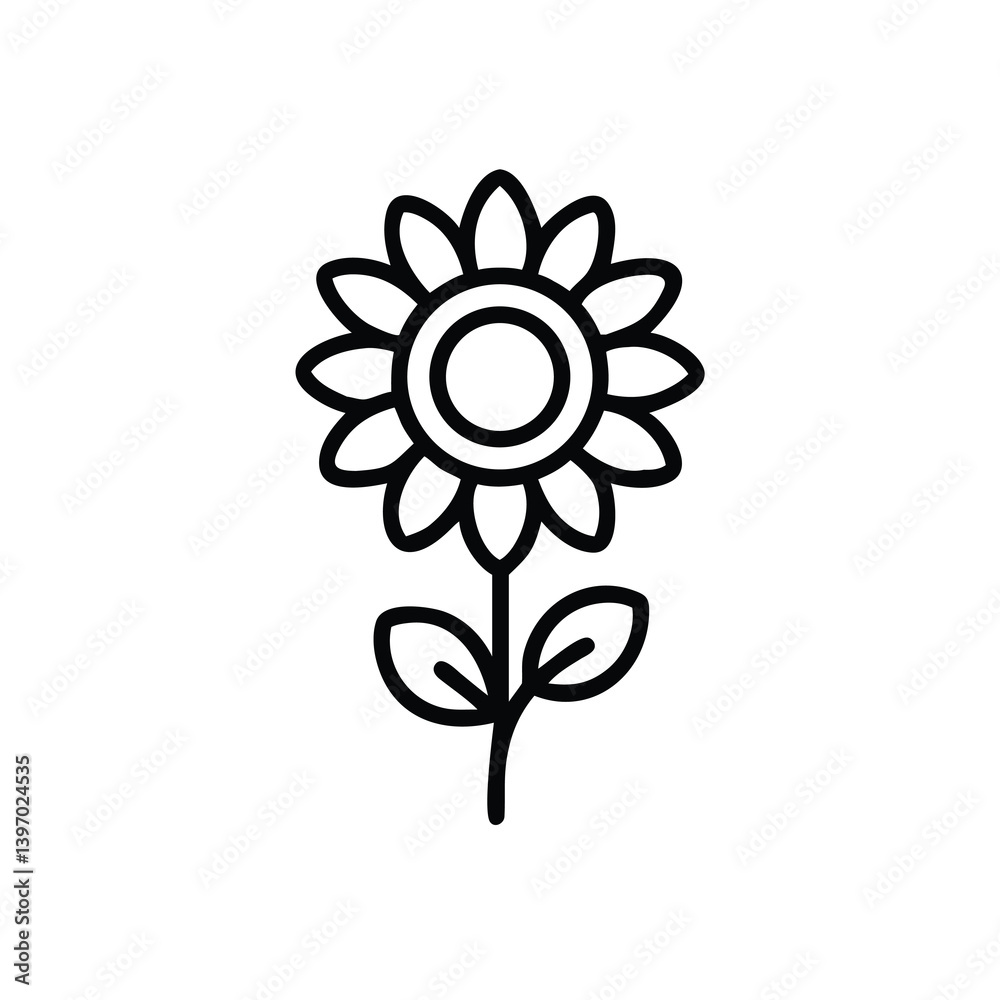 Sunflower Outline Icon Simple Floral Design Vector Illustration Minimalist Flower Drawing Botanical Symbol Black Line Art Nature Graphic Isolated Sunflower Outline Icon Simple Floral Design Vector Illustration Minimalist Flower Drawing Botanical Symbol Black Line Art Nature Graphic Isolated