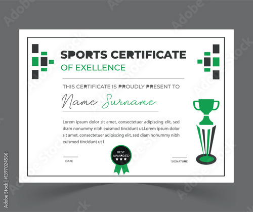 Sports certificate design template.