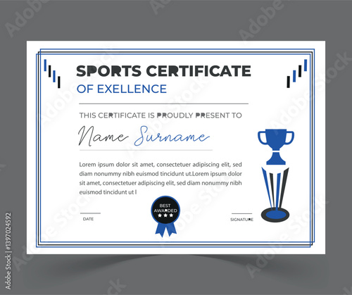 Sports certificate design template.