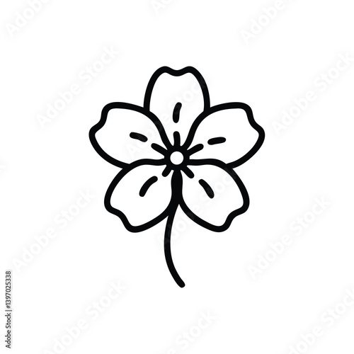 Black And White Floral Illustration Flower Petal Outline Design Minimalist Floral Art Botanical Line Drawing Isolated Vector Graphic Elegant Flower Drawing