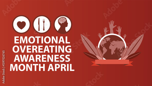 Emotional Overeating Awareness Month web vector banner design illustration