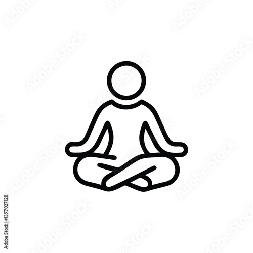 Person Meditating In Lotus Position Line Art Minimalist Vector Illustration Peaceful Mind Zen Focus Spirituality Yoga Well Being Relaxation