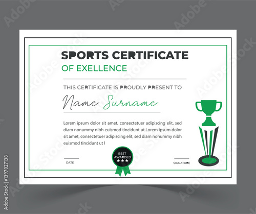 Sports certificate design template.