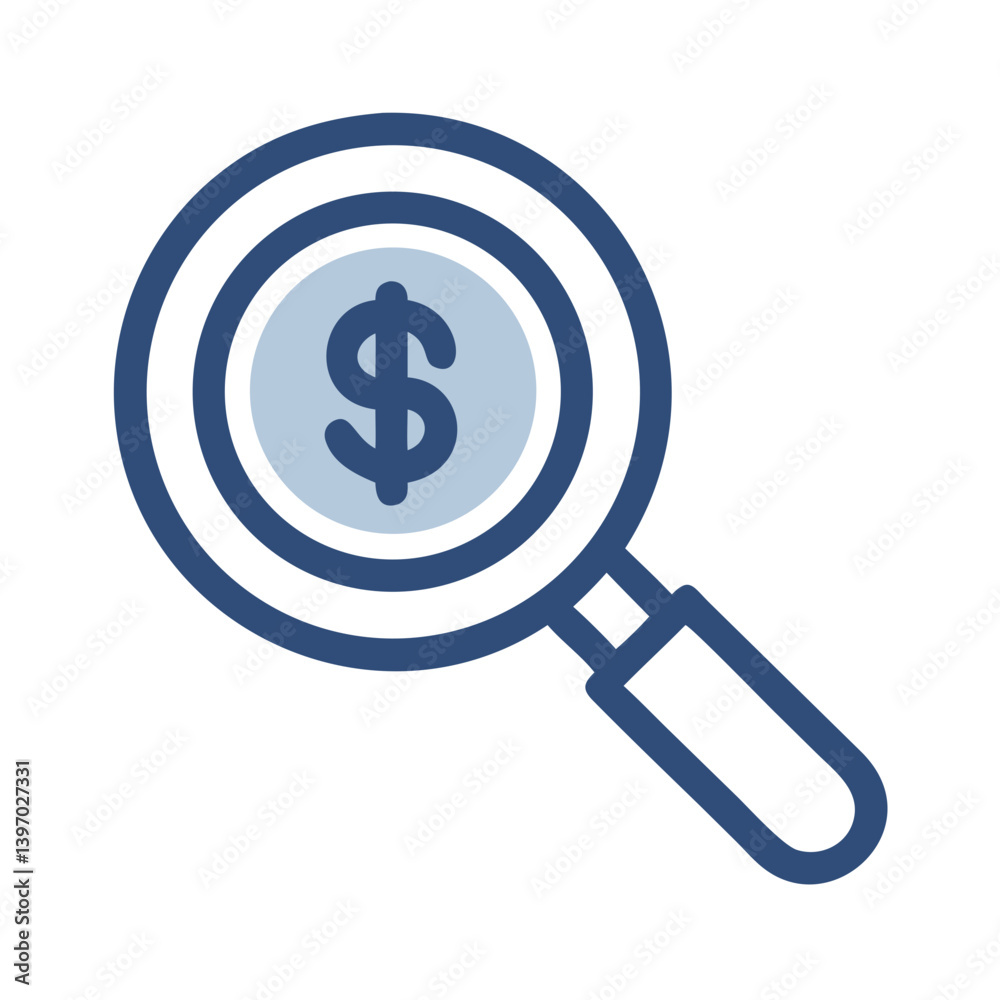 Magnifier Glass with Dollar Symbol Icon Design Magnifier Glass with Dollar Symbol Icon Design