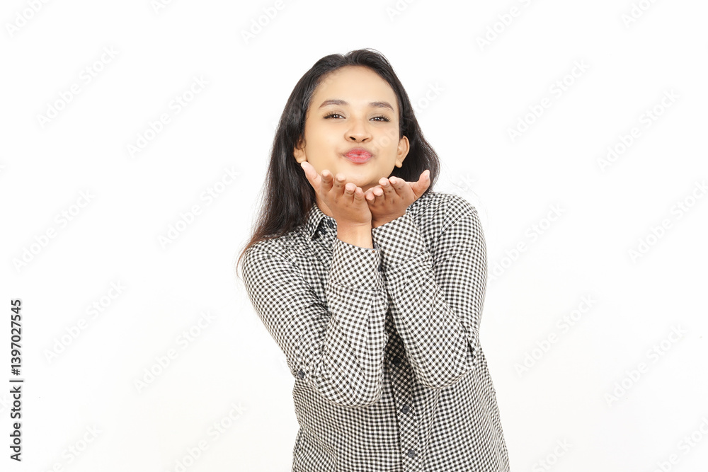 Blowing Kiss Of Beautiful Asian Woman Isolated On White Background Blowing Kiss Of Beautiful Asian Woman Isolated On White Background