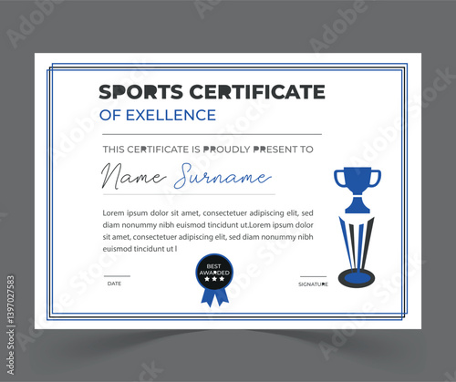 Sports certificate design template.