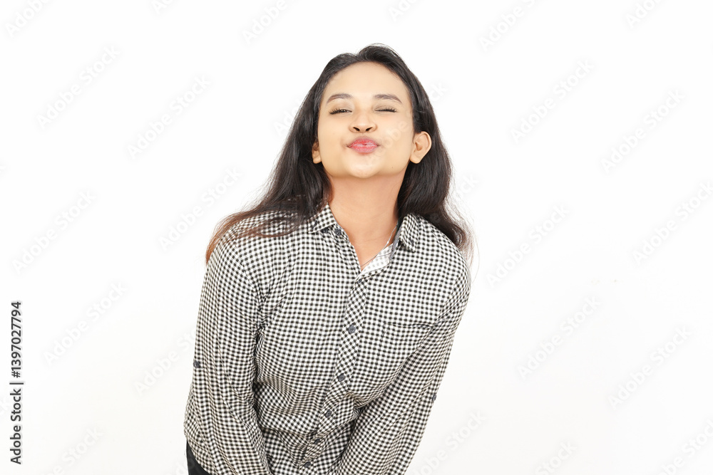 Blowing Kiss Of Beautiful Asian Woman Isolated On White Background Blowing Kiss Of Beautiful Asian Woman Isolated On White Background