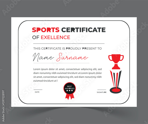 Sports certificate design template.