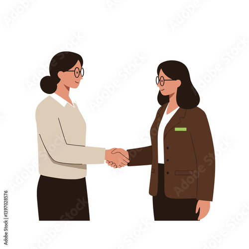 Businesswomen shaking hands in a professional setting  