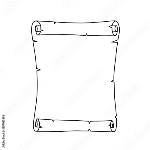 Blank Scroll Illustration on a White Background - empty scroll design  