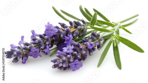 A delicate stock image featuring a branch of lavender flowers. The image conveys a sense of tranquility, natural beauty, and the soothing aroma of lavender.