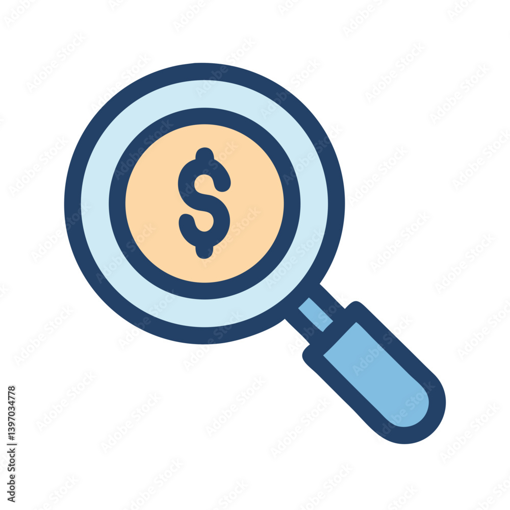 Magnifying Glass with Dollar Sign Icon Design Magnifying Glass with Dollar Sign Icon Design