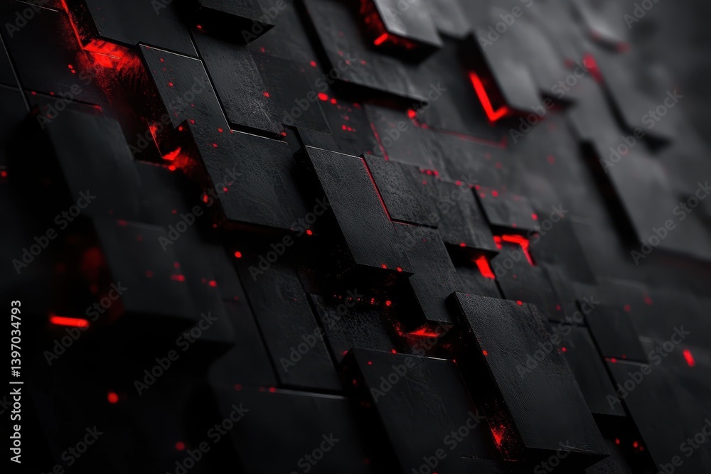 Obraz premium Dark, glowing, square, tech