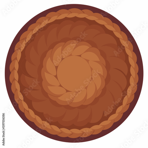 Round brown and tan pattern on a white background, creating a visually appealing and harmonious design.
