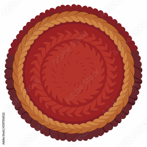 Round brown and tan pattern on a white background, creating a visually appealing and harmonious design.