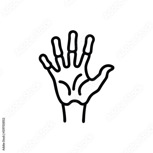 Human Hand Line Art Illustration Open Palm With Fingers Graphic Vector Design For Medical Education And Anatomical Reference With White Background