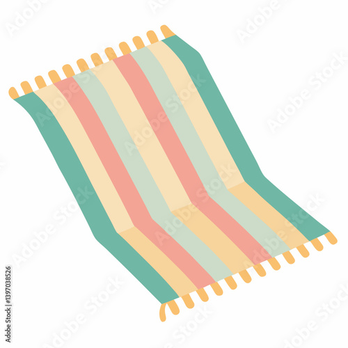 Striped blanket laid out flat on a surface.