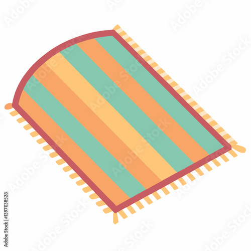 Striped blanket laid out flat on a surface.