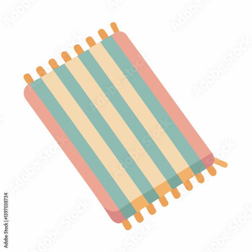Striped blanket laid out flat on a surface.