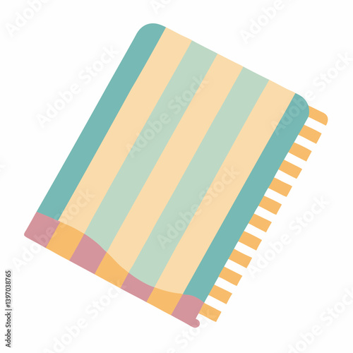 Striped blanket laid out flat on a surface.