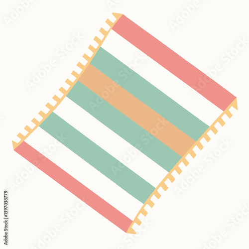 Striped blanket laid out flat on a surface.