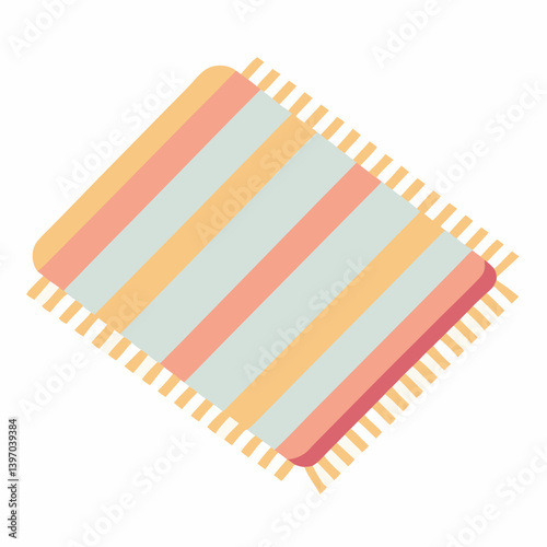 Striped blanket laid out flat on a surface.